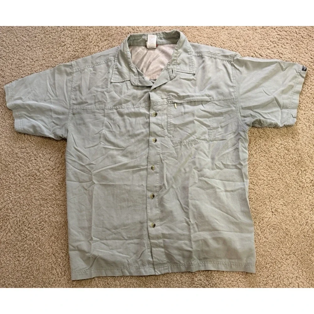 North Face Short Sleeve Vented Fishing Shirt Size X-Large Seafoam Green/Gray